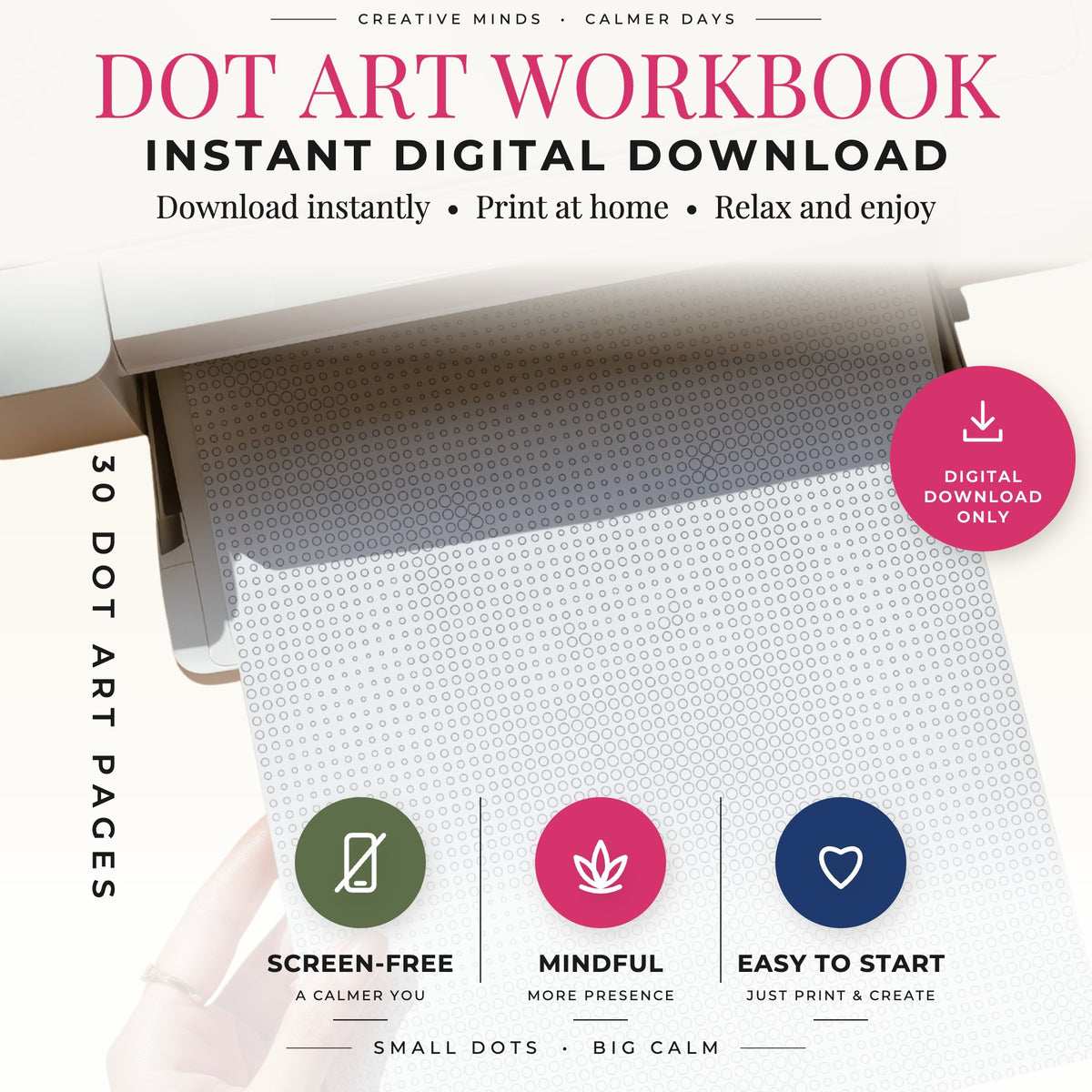 Printable Flowers dot painting book cover for US Letter and A4 PDF pages