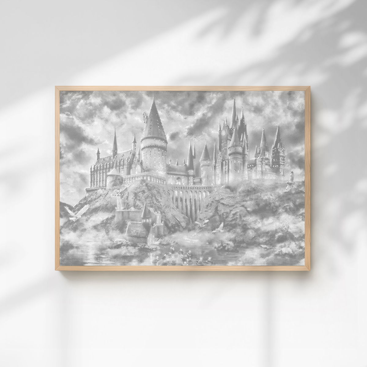 Hogwarts Castle in Fog Dot Painting Kit finished dot painting artwork