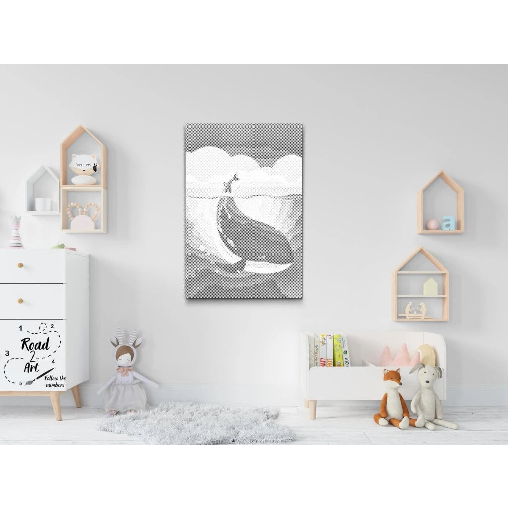 Leaping Whale Ocean | Dot Painting Kit finished dot painting artwork