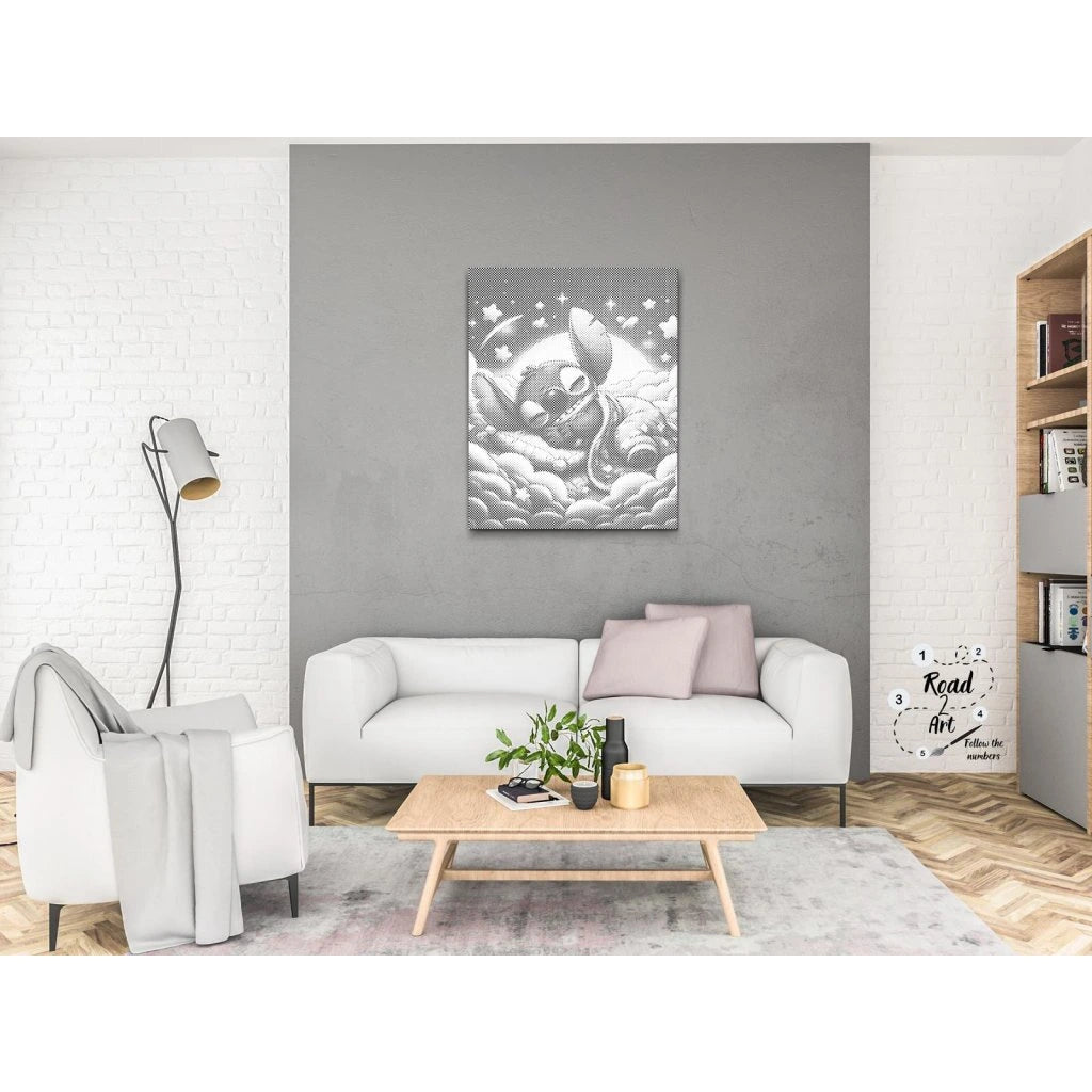 Stitch™ Dot Painting mit Sternen und Mond – Punktmalerei Leinwand