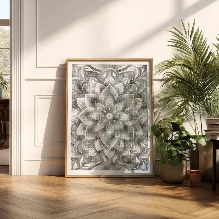 Floral Mandala | Dot Painting Kit finished dot painting artwork