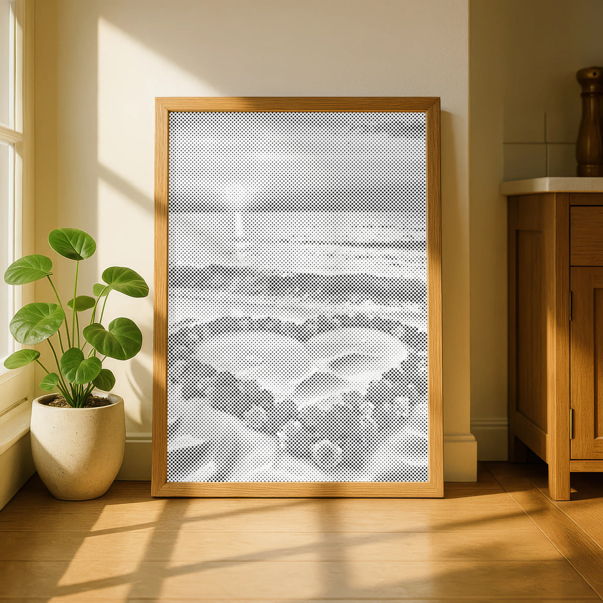 Flower Heart on the Beach | Dot Painting Kit finished dot painting artwork