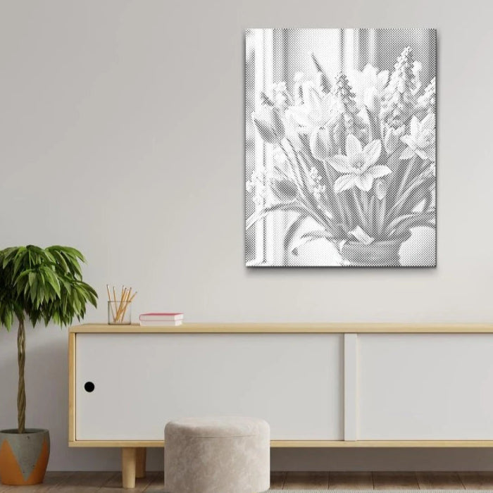 Dot Painting Frühlingsstrauß – Punktmalerei Blumenmotiv mit buntem Frühlingsstrauß