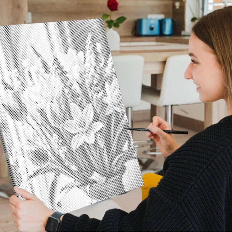 Dot Painting Frühlingsstrauß – Punktmalerei Blumenmotiv mit buntem Frühlingsstrauß