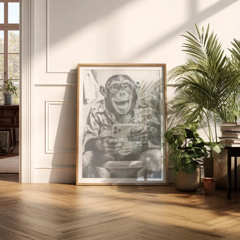 Laughing Monkey with Selfie | Dot Painting Kit scandi decor wall art 
