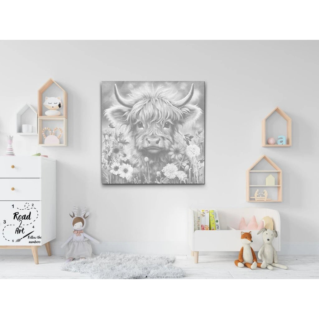 punktmalerei highland kuh