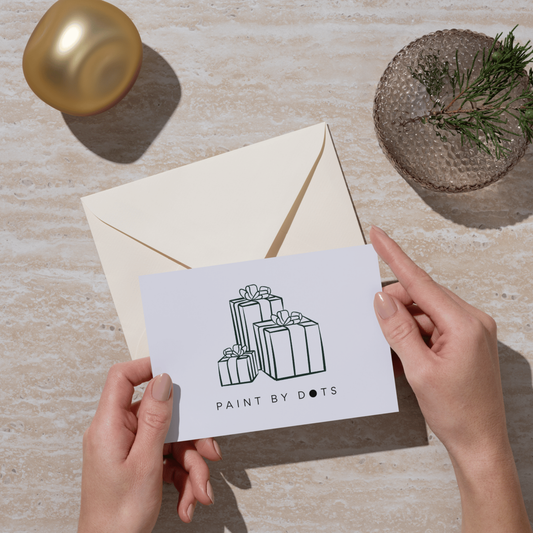 Paint By Dots digital dot painting gift card in GBP with gift illustration