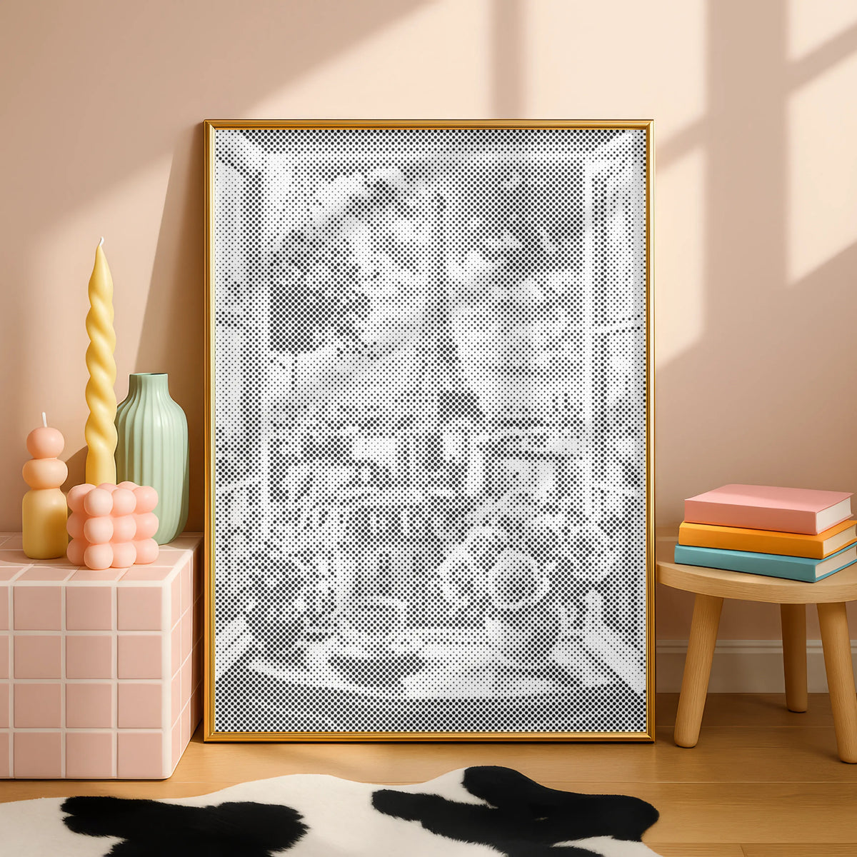 Paris Window View with Eiffel Tower | Dot Painting Kit finished dot painting artwork