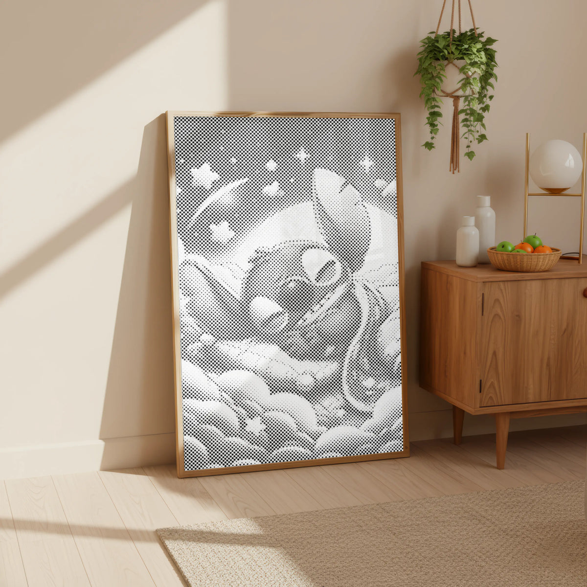 Stitch Sleeping on Clouds | Dot Painting Kit finished dot painting artwork
