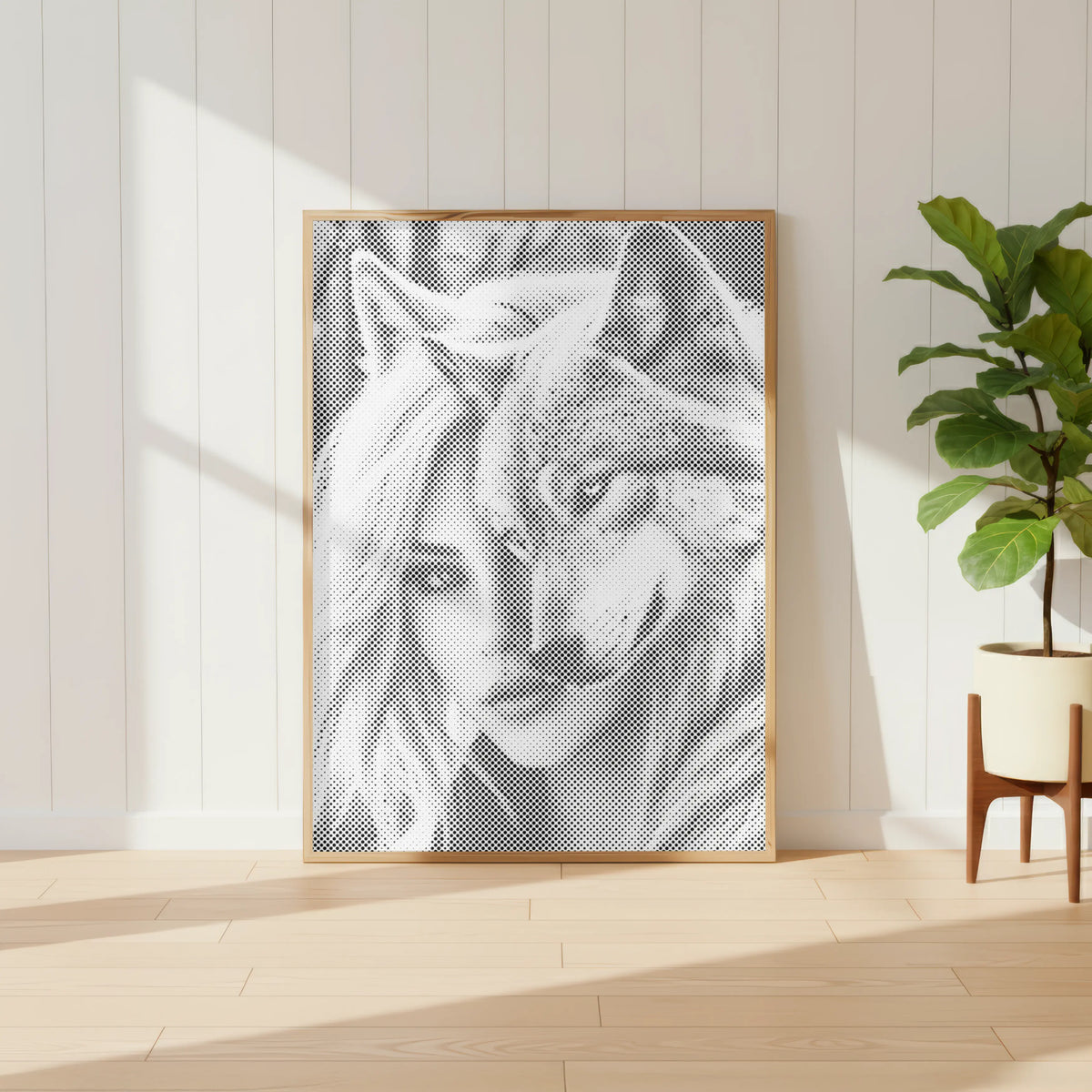 Woman and Wolf Double Portrait | Dot Painting Kit finished dot painting artwork