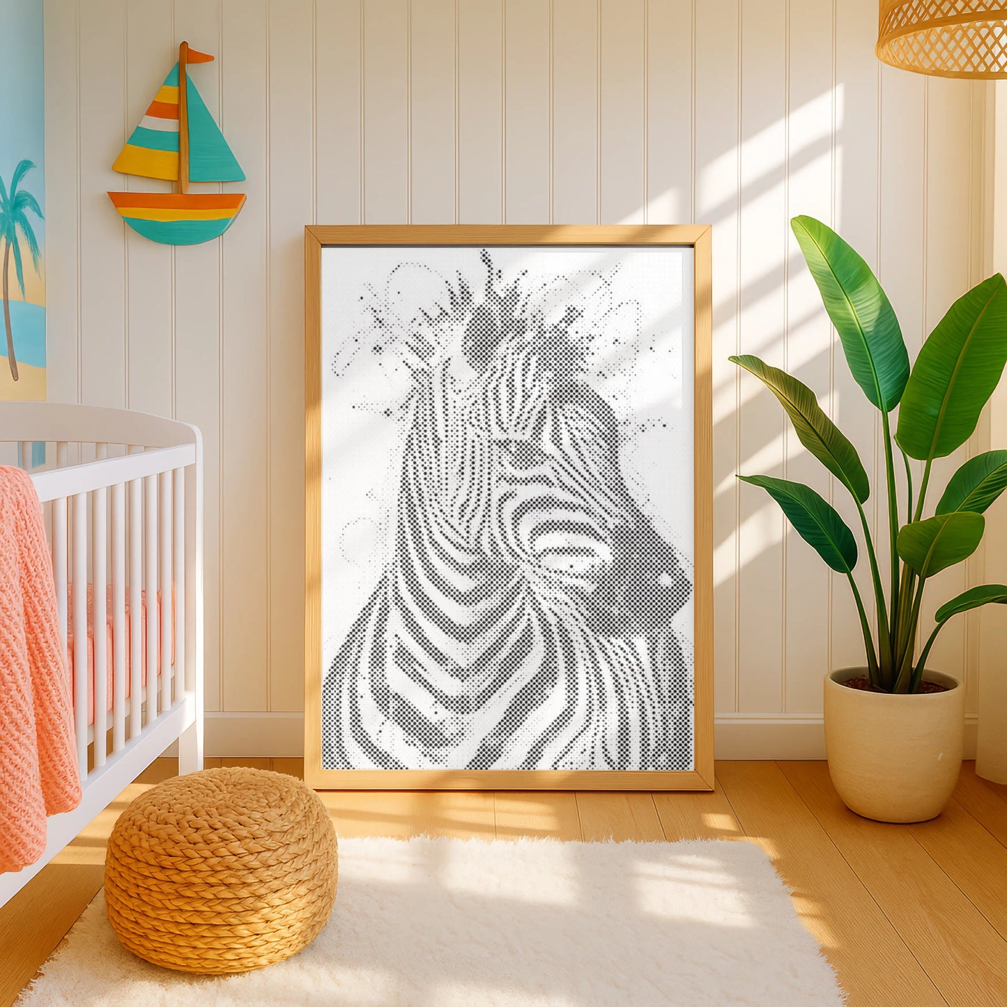 Zebra Wall Art Modern Dot Painting Kit scandi inspo