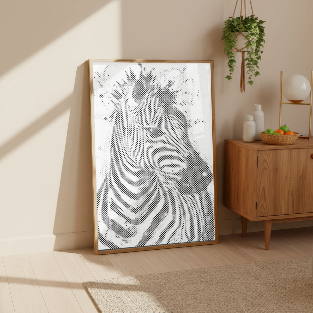 Modern Zebra Wall Art | Dot Painting Kit finished dot painting artwork
