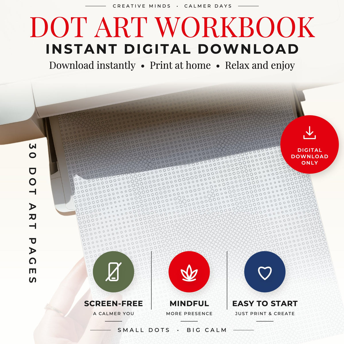 Printable Christmas Animals dot painting book cover for US Letter and A4 PDF pages