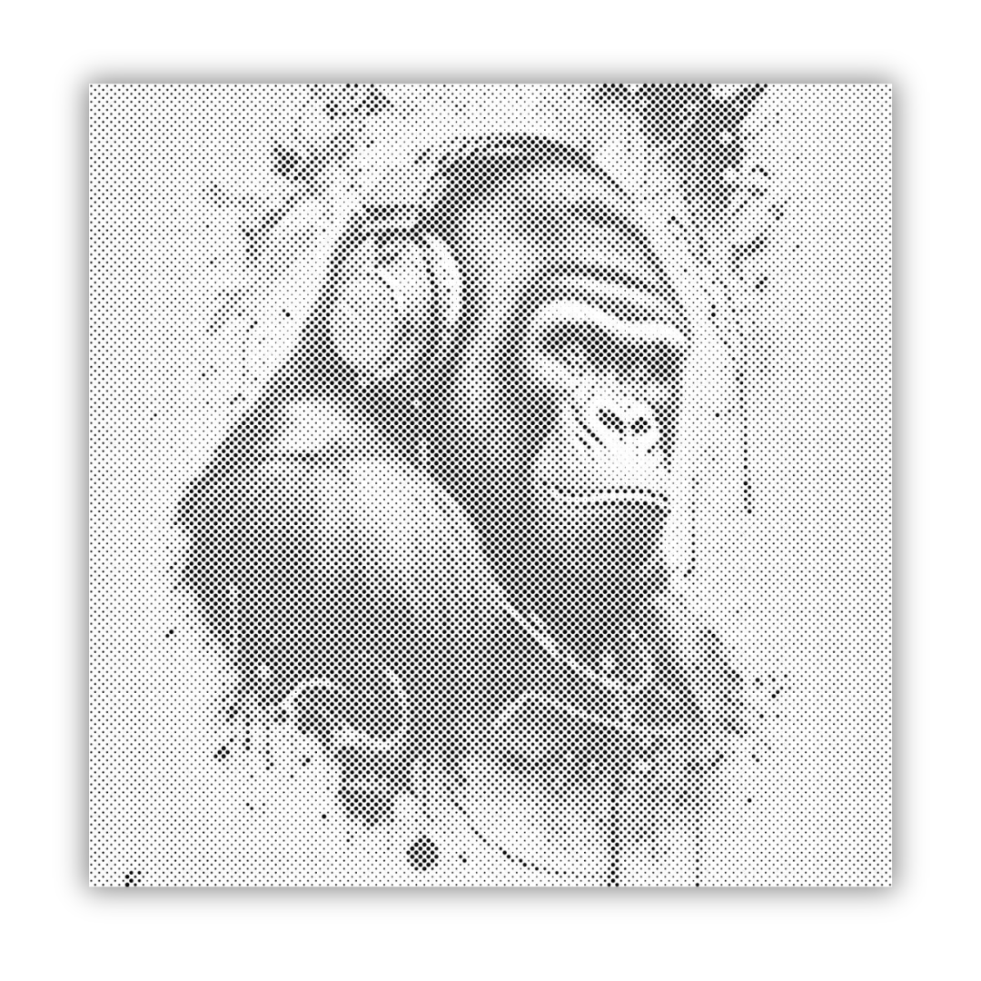Gorilla with Headphones | Dot Painting Kit finished dot painting artwork