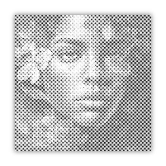 Dot Painting Sinnliche Frau – Punktmalerei Porträt einer stilvollen, femininen Frau