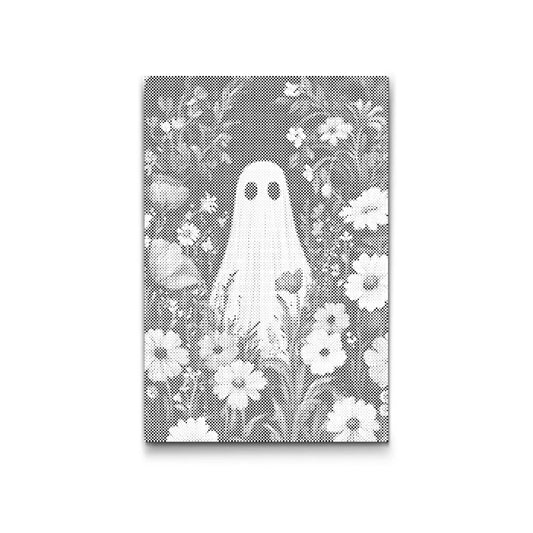 Dot Painting: kleiner Geist zwischen vielen Blumen im Feld