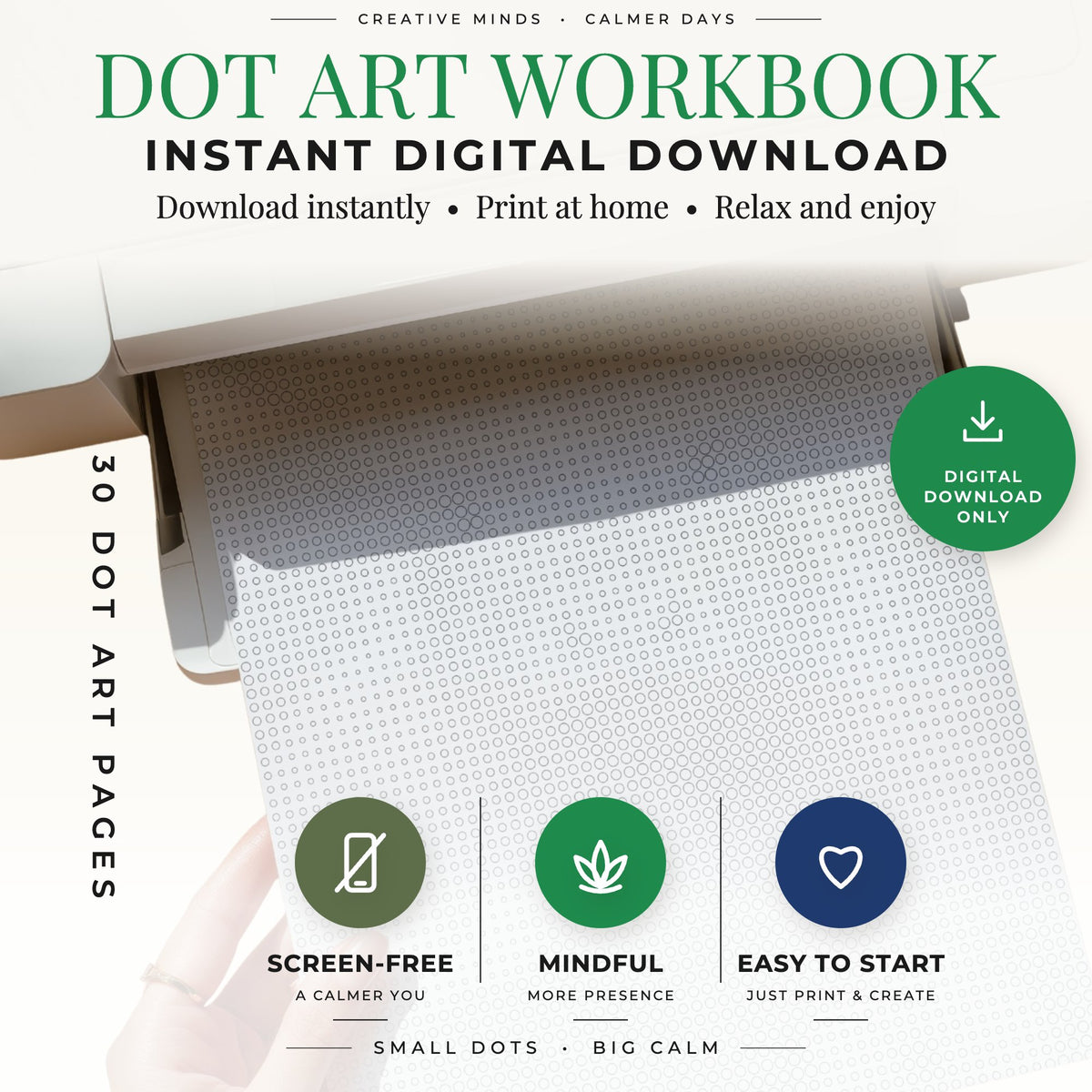 Printable Woodland Animals dot painting book cover for US Letter and A4 PDF pages